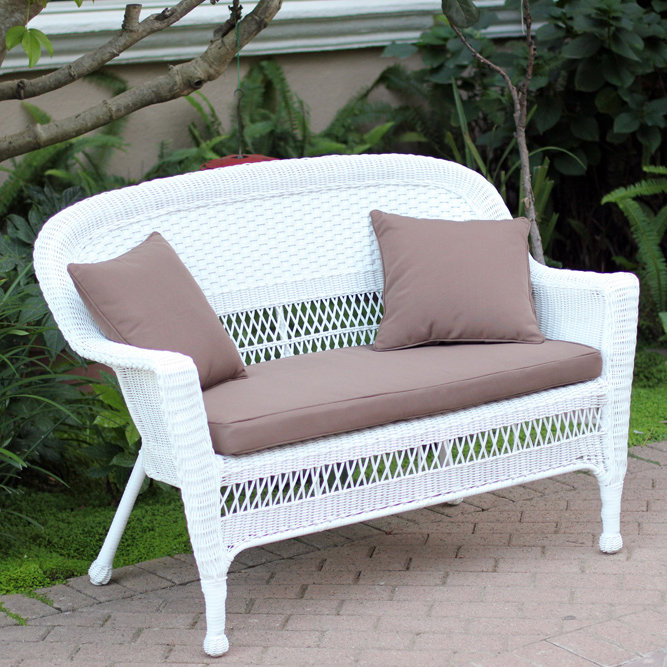 Bay Isle Home Armbruster 51'' Wide Outdoor Wicker Loveseat with